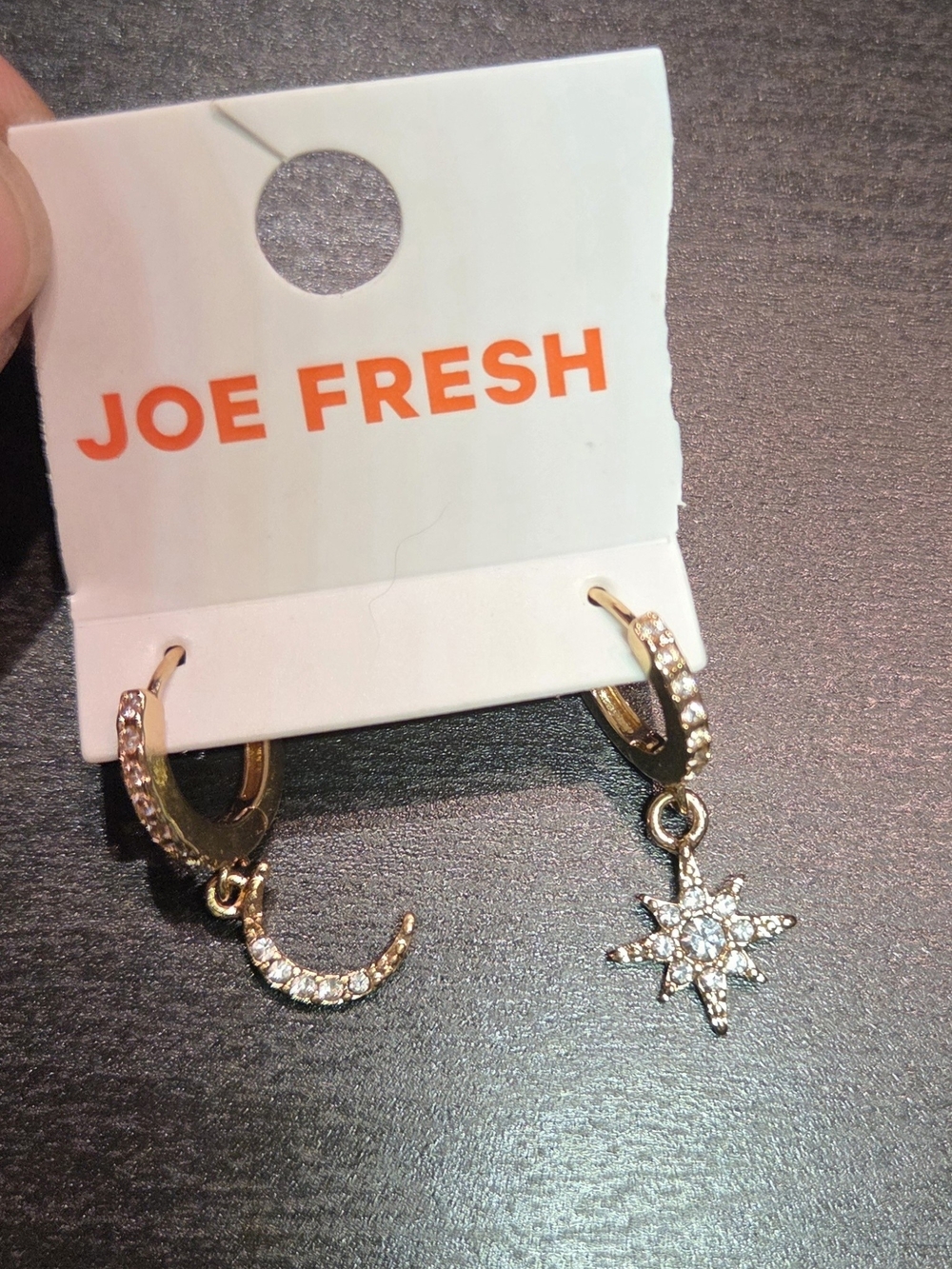 Joe Fresh Gold Moon and Star Dangle Hoop Earrings